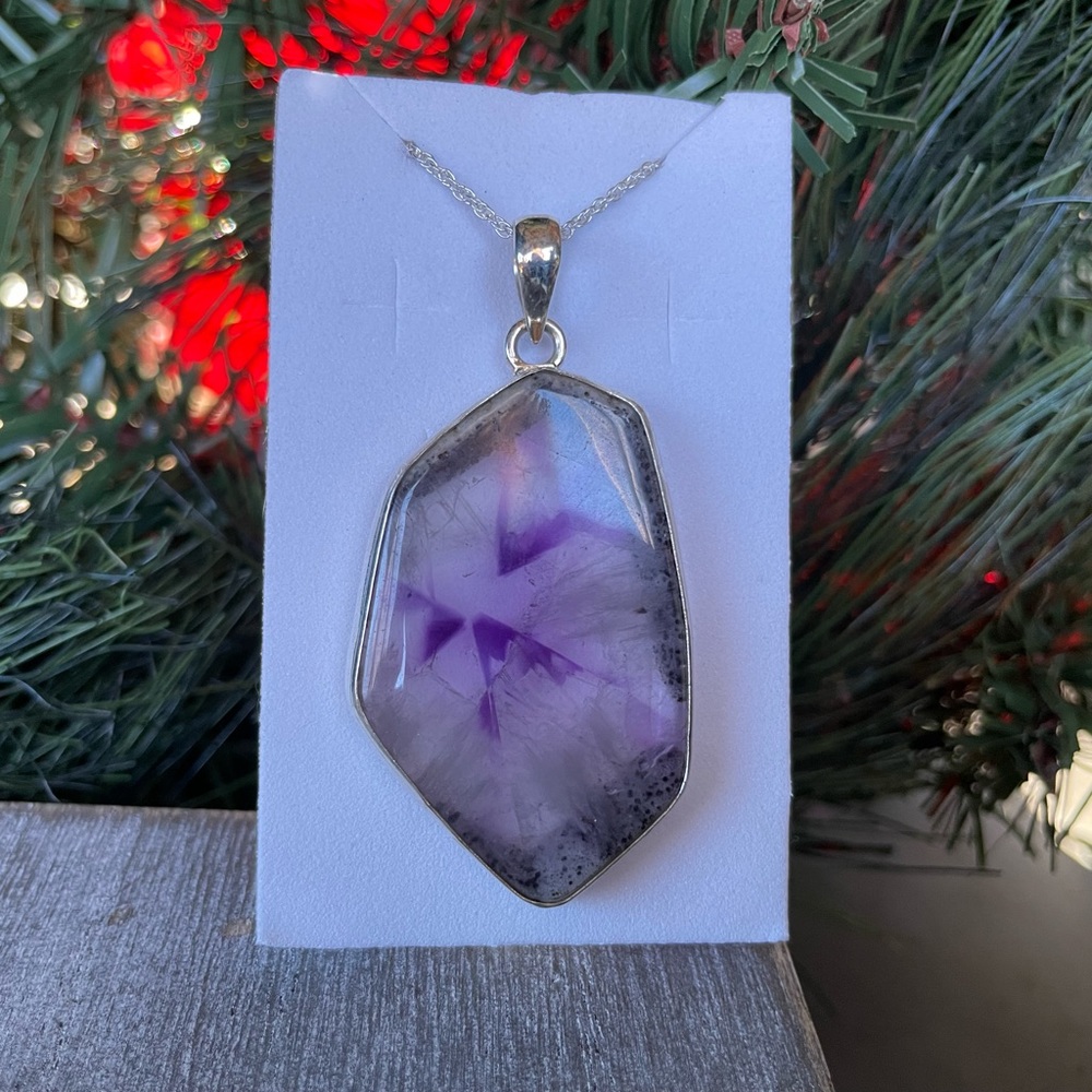 Genuine Trapiche Amethyst Sterling Silver Necklace
